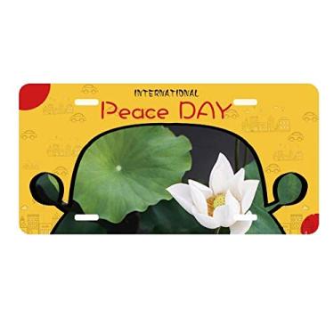 Imagem de DIYthinker Placa de licença de folha de lótus fresca imagem natureza placa de carro decoração dia da paz