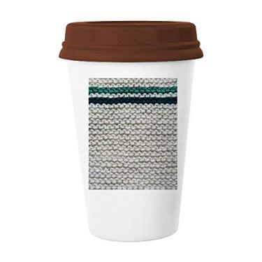 Imagem de Tecido de malha de linho cinza abstrata caneca de café copo cerâmica tampa