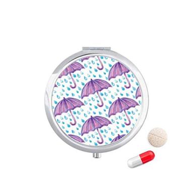 Imagem de Guarda-chuva roxo aquarela, capa de pílula de chuva, bolso caixa de armazenamento de medicamentos dispensador de recipiente