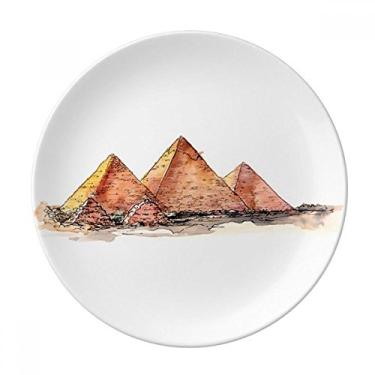 Imagem de Prato de pirâmide do Egito de Gaza Decorativo de Porcelana Salver Prato de Jantar