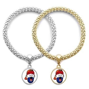Imagem de DIYthinker Bandeira dos Países Baixos Maquiagem Facial Cabeça Gritando Touca Pulseira Pingente Joias Presente Casal