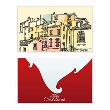 Imagem de Prédio de cidades colorido França Pintura feriado Feliz Natal Cartão de parabéns Mensagem de Natal Letra de Natal