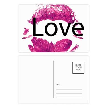 Imagem de Conjunto de cartões postais para dia dos namorados Love Pink Lip Cartões de felicitações