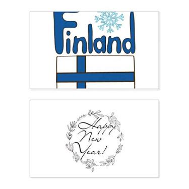 Imagem de Bandeira Nacional da Finlândia Padrão Azul Festival Ano Novo Cartão Bless Mensagem Presente
