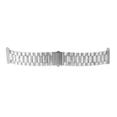 Imagem de Pulseira de substituição UKCOCO Smart Watch pulseira ajustável de três contas strass aço inoxidável pulseira de metal fivela estilingue pulseira para relógio adequada para Fitbit Ionic (prata)