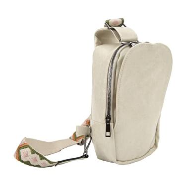 Imagem de Mochila de Estilingue para Mulheres, Bolsa de Ombro de Couro PU de Grande Capacidade para Caminhadas Ao Ar Livre, Compras, Esportes, etc. (Branco marfim)