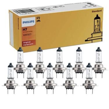 Imagem de Kit 10 Lâmpada Philips Standard 55W 12V H7 PX26d Hiodo Farol