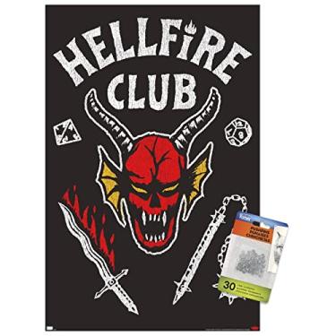 Imagem de Trends International Netflix Stranger Things: Season 4 - Hellfire Club Wall Poster, 14.725" x 22.375", Premium Poster & Push Pin Bundle