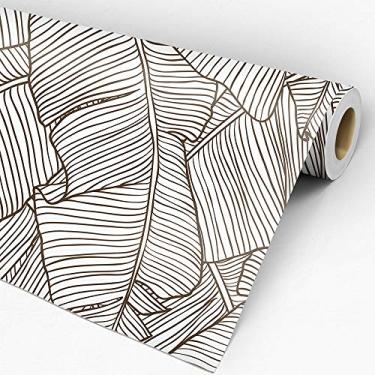 Imagem de Papel De Parede Adesivo Bananeira Contorno Floral Folhas