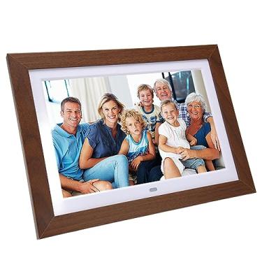Imagem de Porta-retratos Digital de Madeira, álbum Eletrônico, Função de Videoclipe de 10,1 Polegadas 100‑240 V Com Relógio para Casamento (plugue da ue)