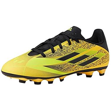 Imagem de adidas Tênis de futebol unissex infantil X Speedflow Messi.4 flexível, Ouro solar/Núcleo preto/amarelo brilhante, 3 Little Kid