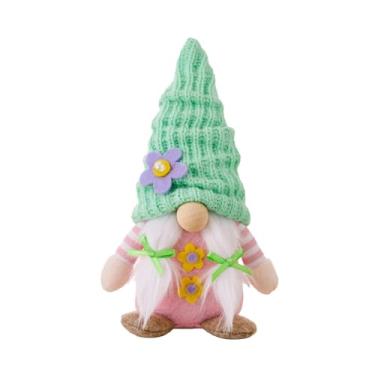 Imagem de Boneca primavera sem rosto chapéu de malha boneca verão anão decoração de casa chapéu azul feminino