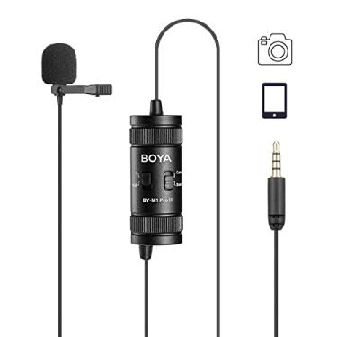 Imagem de BOYA Microfone de lapela by-M1 Pro II com cancelamento de ruído omnidirecional com porta de monitoramento para criação de conteúdo de transmissão de entrevistas no YouTube Tiktok