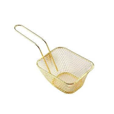 Imagem de Filtro de alimentos mini batatas fritas cesta chips cesta de fritura fritadeira chef de cozinha cesta de aço inoxidável escorredor ferramentas utensílios de cozinha (cor: dourado S)