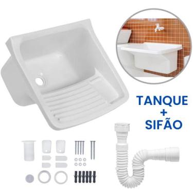 Imagem de Tanque De Plástico Para Lavar Roupa 23L + Sifão - Metasul