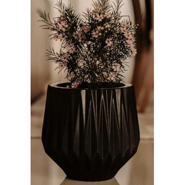 Imagem de Vaso Para Plantas Polietileno Decorativo Redondo Origami (Preto)