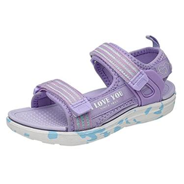 Imagem de Sapatos infantis infantis moda sandálias de praia leves macias e doces sandálias de água salgada média e grande para meninas, Roxo, 1.5 Little Kid
