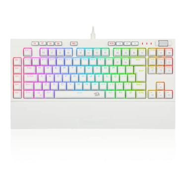 Imagem de Teclado Óptico Mecânico Gamer Redragon BROADSWORD PRO Branco RGB USB Switch Marrom