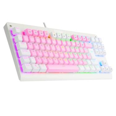 Imagem de TECLADO MECANICO GAMER DARK AVENGER RAINBOW ROSA COM BRANCO SWITCH MARROM ABNT2