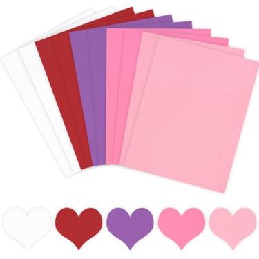Imagem de Whaline 50 folhas 21 x 28 cm sortido cartão colorido dia dos namorados 5 vermelho rosa roxo cores papel de scrapbook de núcleo sólido para imprimir artesanato faça você mesmo, 29,5 kg
