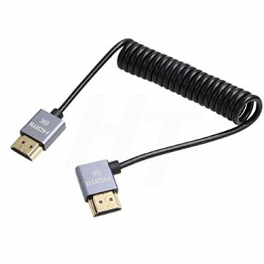 Imagem de HangTon Cabo HDMI 8K 4K 60fps fino enrolado ângulo reto para teclas de porta ATOMOS Shinobi Ninja V BM5 FEELWORLD BMPCC 4K Monitor ZCAM Sony Canon Nikon câmera tipo A HDMI 2.1
