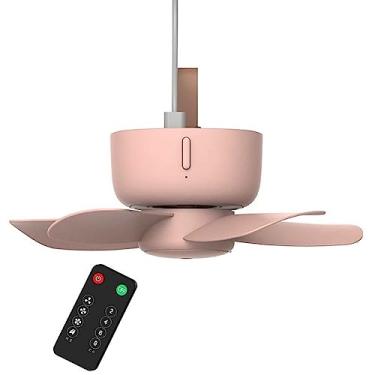 Imagem de Ventilador de teto USB pendurado refrigerador controle remoto temporização 4 engrenagens circulação de ar para barraca cama acampamento dormitório ao ar livre casa ventilador gazebo portátil, rosa, 192 mm