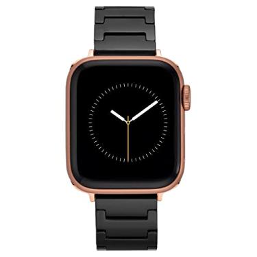 Imagem de Anne Klein Pulseira de cerâmica fashion para Apple Watch, segura, ajustável, pulseira de substituição para Apple Watch, cabe na maioria dos pulsos, Preto/dourado rosa, 42/44/45/Ultra(49mm), Moderno