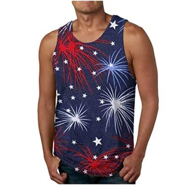 Imagem de Cami Tank Track Yoga Jogger Coletes para homens verão outono gola canoa bandeira dos EUA floral camiseta masculina 2024 moda, K-641 Azul royal, 5G