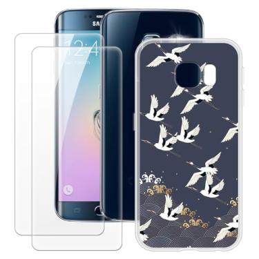 Imagem de MILEGOO Capa para Samsung Galaxy S6 Edge + 2 peças protetoras de tela de vidro temperado, capa de TPU de silicone macio à prova de choque para Samsung Galaxy S6 Edge (5,1 polegadas)