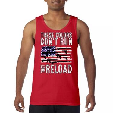 Imagem de Camiseta regata masculina These Colors Don't Run They Reload 2nd Amendment 2A Second Right American Flag Don't Tread on Me, Vermelho, GG