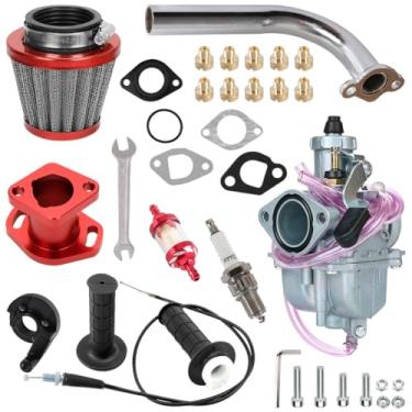 Imagem de Carburador de 212 cc, carburador VM22 Racing 212cc 26 mm desempenho CNC Mainfold filtro de ar para Mikuni Predator 196cc KT196 GX160 GX200 CT200U MB200 motor mini bicicleta Go Kart Honda Motor vermelho