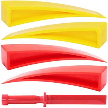 Imagem de ADTDA 5 peças de cunha curvada de janela de carro e raspador de cinzel de plástico, ferramentas de reparo de amassados sem tinta, ferramenta de cunha de porta para reparo de carrocerias de automóveis, conjunto de uso doméstico para reparo de automóveis