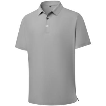 Imagem de DEOLAX Camisa polo masculina impecável desempenho absorção de umidade camisa polo casual sensação legal para homens, Hs0001-cinza claro, XXG