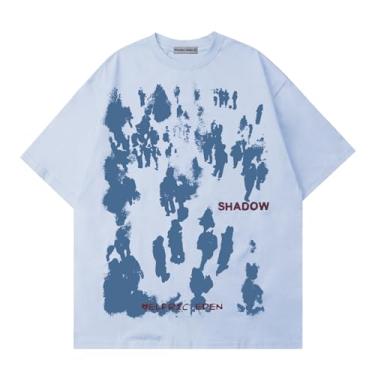 Imagem de Aelfric Eden Camisetas estampadas grandes unissex com estampa de grafite camiseta jato de tinta, 01 - grafite e azul, G