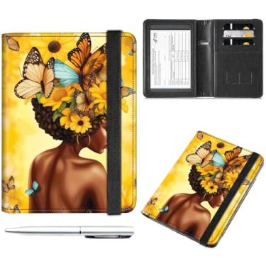 Imagem de Combo para porta-cartões de passaporte e vacina, porta-passaporte, carteira de passaporte, protetor organizador de documentos de viagem de couro preto, com bloqueio RFID, para mulheres e homens,