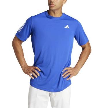 Imagem de Camiseta Adidas Club 3-Stripes Tennins Cor: Azul E Branco - Tamanho: M