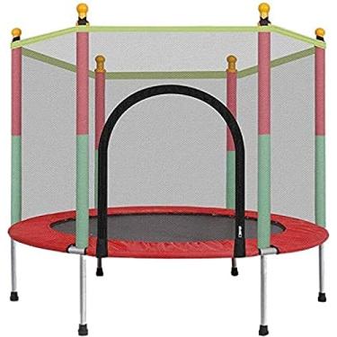 Imagem de Trampolins Trampolim infantil de 5 pés com rede de proteção, tapete de salto e capa de mola, trampolim para salto interno e externo para artistas da escola familiar