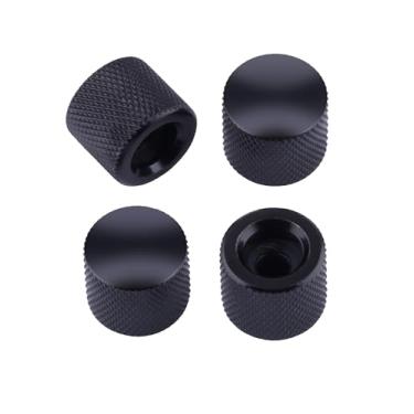 Imagem de Ponteiros de controle de volume Metallor estilo cúpula de metal cromado 18 mm de diâmetro, 6 mm de eixo sólido, compatível com o conjunto de 4 peças de reposição de guitarra elétrica Tele Telecaster., Black