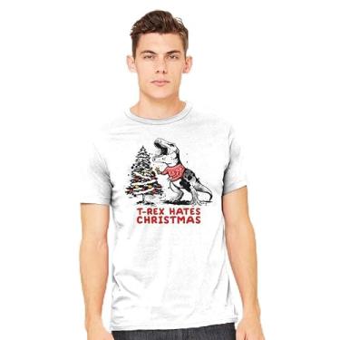 Imagem de TeeFury - T-Rex Hates Christmas - Camiseta masculina animal, Azul marino, 3G