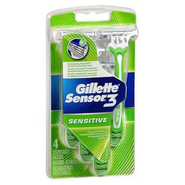 Imagem de Gillette Sensor 3 lâminas de barbear descartáveis para homens 4 cada da Gillette (pacote com 2)