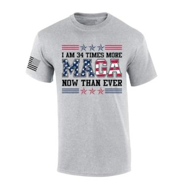 Imagem de Trenz Shirt Company Camiseta masculina de manga curta Funny More MAGA USA Stars, Cinza esportivo, G