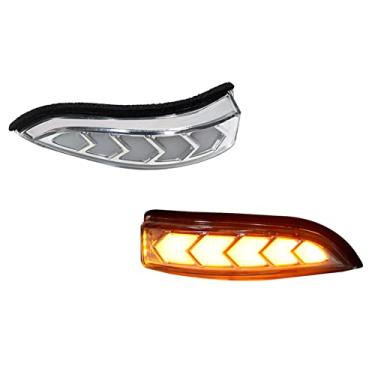 Imagem de KENRTIR Lente transparente Switchback dupla cor branca/âmbar dinâmica LED retrovisor lateral piscante com seta kit de montagem de luz de boas-vindas compatível com Toyota Corolla iM Prius C Avalon