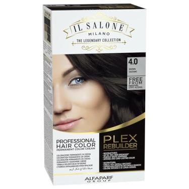 Imagem de Il Salone Milano Plex Rebuilder Permanente para Cabelo - Kit de Tintura para Cabelo Marrom 4.0 - Salão Profissional - Qualidade Premium - Protege e reestrutura - Parafina, Parabeno, Sem Álcool Etílico
