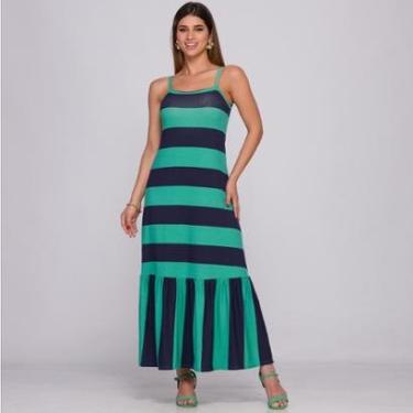 Imagem de Vestido Longo de Alças Finas e Barra Rodada B’Bonnie Muriel Listra Jade-Feminino