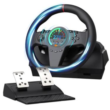 Imagem de HQFYH Roda de Carro, Volante de Corrida Universal USB, 270 Graus, Com Pedais, PC, Xbox One, Series X|S, PS3, PS4, Switch