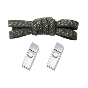 Imagem de Cadarço De Metal Elástico Para Crianças E Adultos, Cadarço Largo Sem Cadarço, Cadarço Para Sapatos, Tênis Para Crianças, Cadarço Para Sapatos(Army green)