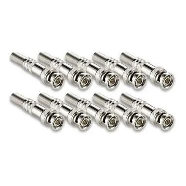 Imagem de Kit 10 Conector BNC Macho c/ Mola E Parafuso P/ CFTV Camera de Segurança