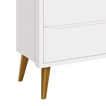 Imagem de Cômoda Infantil Theo 6 Gavetas Branco Fosco Com Pés Amadeirado - Reller Móveis Branco Fosco