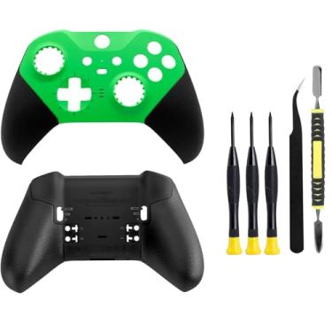 Imagem de Capa de painel frontal e traseiro para o controle Xbox One Elite Series 2, Kit de reparo para substituição de carcaça, com ferramenta de chave de fenda (verde)