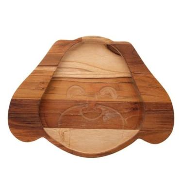 Imagem de Prato Raso de Madeira em Formato de Cachorro Teca Kids 28cm - Wolff Craft